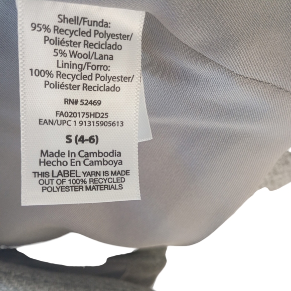 Free Assembly Women's Gray Wool Blend Blazer SZ 4/6 - Picture 4 of 9